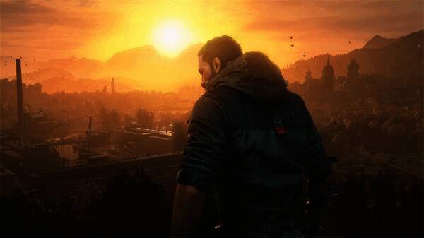 《消逝的光芒：困兽》游戏场景画面，主角凯尔身着战斗服，神情冷峻面对未知威胁