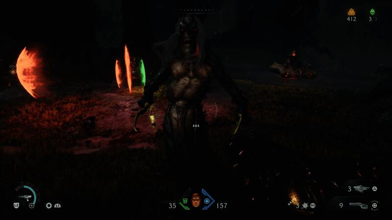 恶魔生物设定图，包含攻击模式与防御机制描述