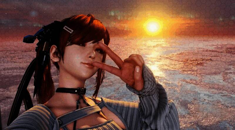 《星刃》×《胜利女神：妮姬》联动场景，伊芙换上限定皮肤，特效华丽