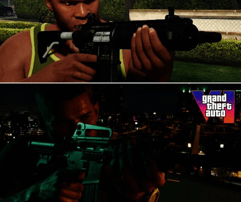 枪械特写展示，金属质感强烈，纹理清晰可见