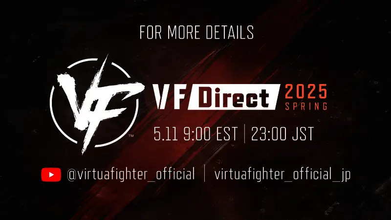 世嘉VR战士春季直面会宣传图，背景为擂台与角色剪影