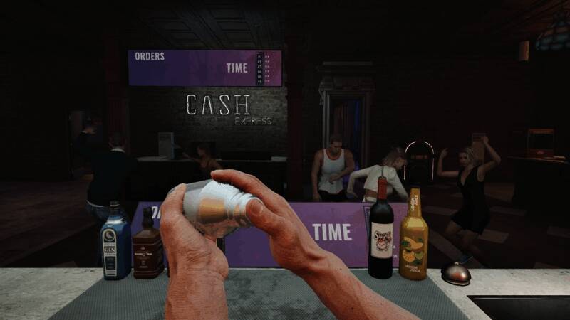 夜间视角下的夜店全景，灯光效果逼真炫目