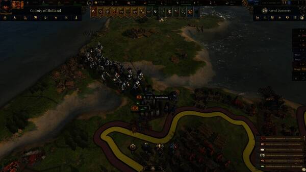 游戏世界地图全景，显示多个国家的疆域与军队部署