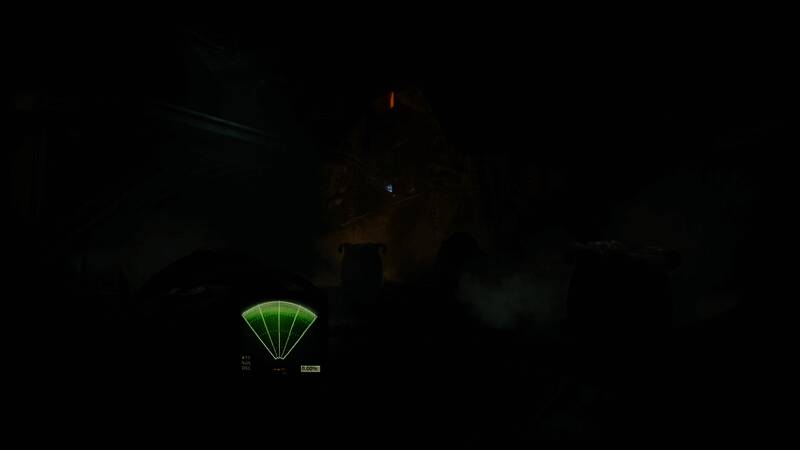 祖拉正在操作控制台，屏幕上显示着异形DNA分析数据，周围光线昏暗