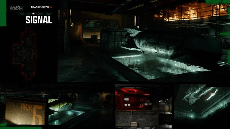 信号船地图水面上的激烈枪战场景，背景是神秘电台建筑群