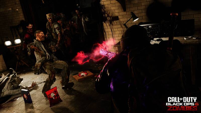 僵尸模式中角色与成群敌人激战，画面紧张刺激，特效逼真