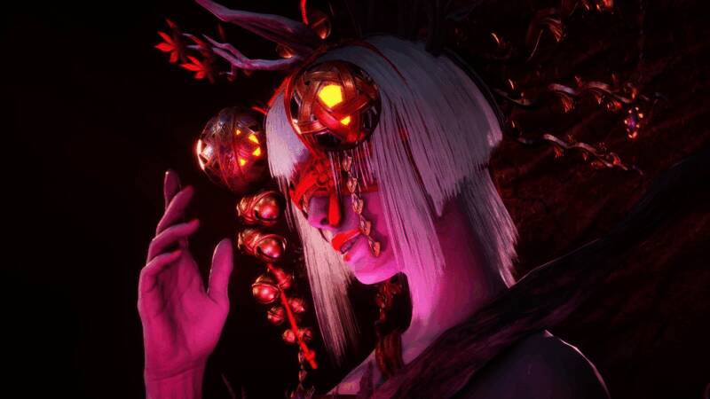 白发女性Boss立绘，眼神冷峻，气质神秘