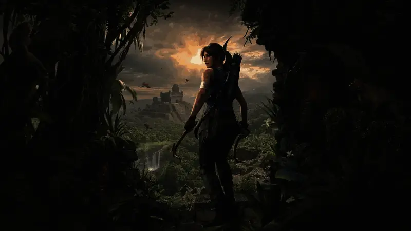 游戏概念艺术图展示，画面呈现神秘潜行场景与角色剪影