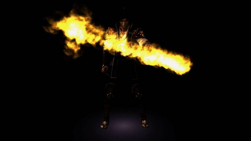 冰刃枪技能展示，角色释放寒气冻结敌人