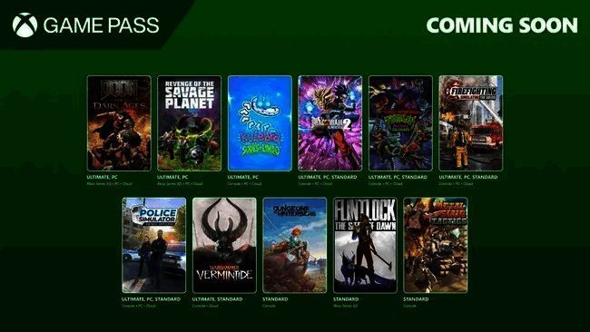 Xbox Game Pass 2025年5月新增游戏封面展示