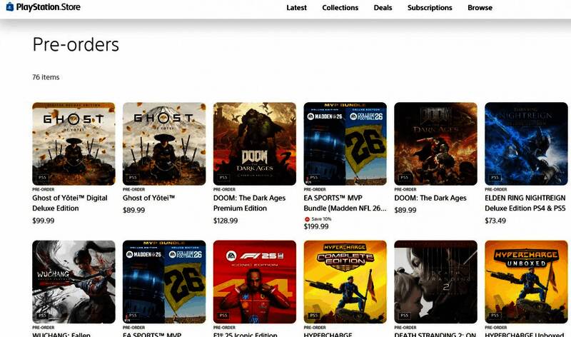 中国香港PlayStation商店预购排行榜详情