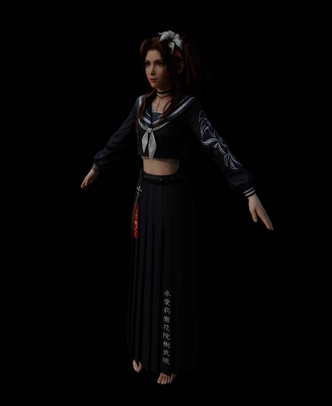 爱丽丝站立于光影交错的场景中，背景氛围神秘梦幻