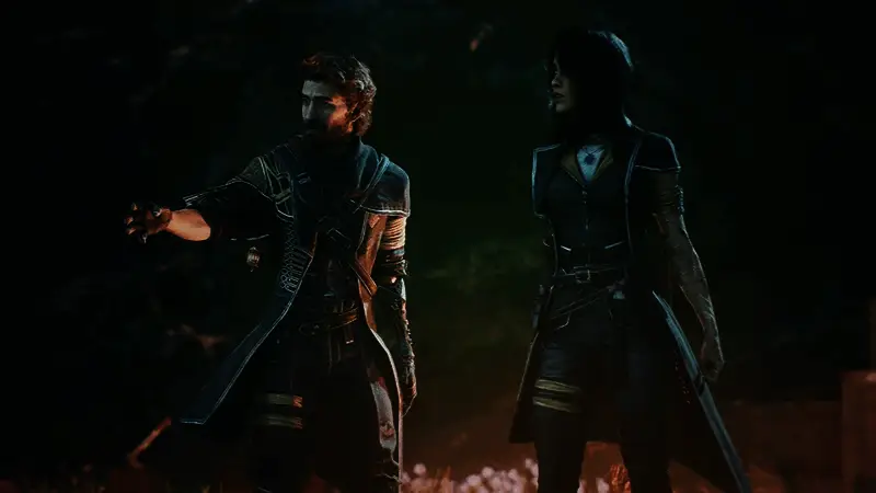 Sandfall Interactive办公室场景，团队成员围绕电脑讨论游戏剧情设计