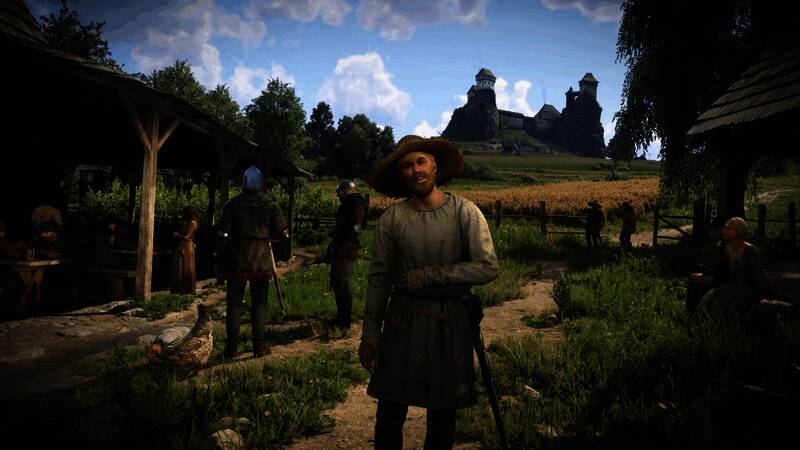 《天国：拯救2》游戏场景截图，中世纪战场氛围浓厚，角色细节刻画逼真