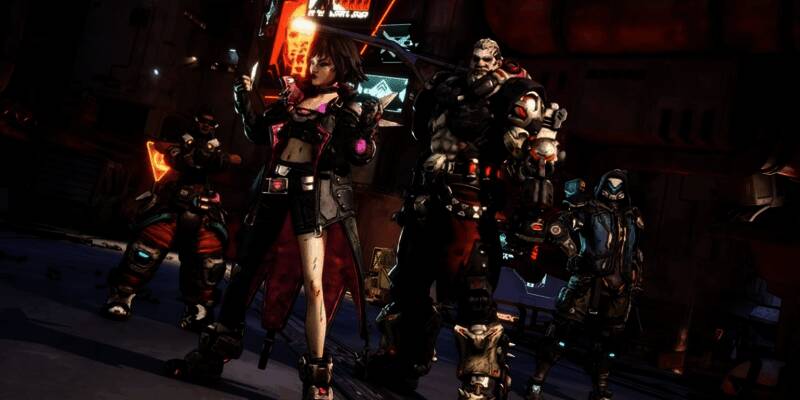 《无主之地4》角色维克斯与拉法并肩作战，背景为新星球凯罗斯