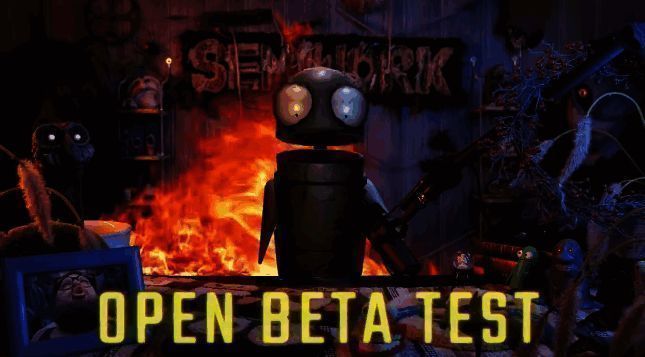 游戏主界面展示，背景为神秘实验室场景，界面中央显示最新更新信息