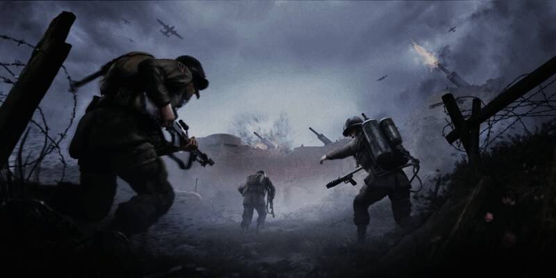 《英雄连3》最新游戏画面，展现战场废墟与激烈战斗场景