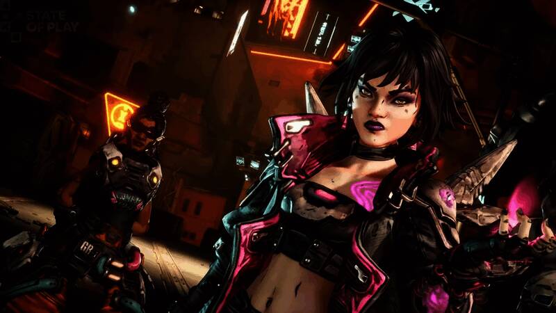 《无主之地4》新魔女维克斯与巨型紫猫并肩作战，背景为末日废墟风格战场