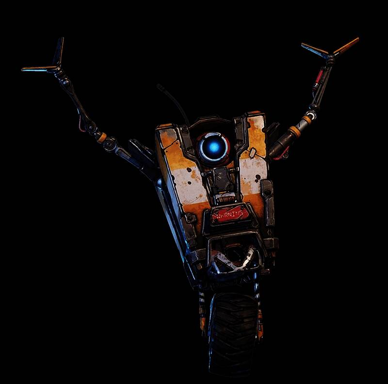 小吵闹机器人造型可爱，手持武器，表情兴奋