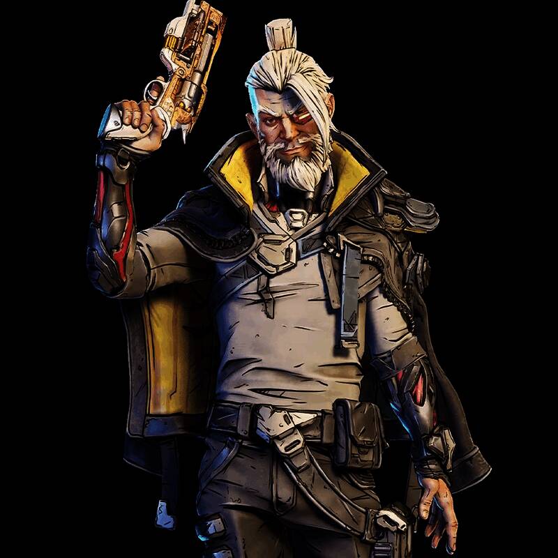 赞恩身着风衣，手持双枪，眼神自信