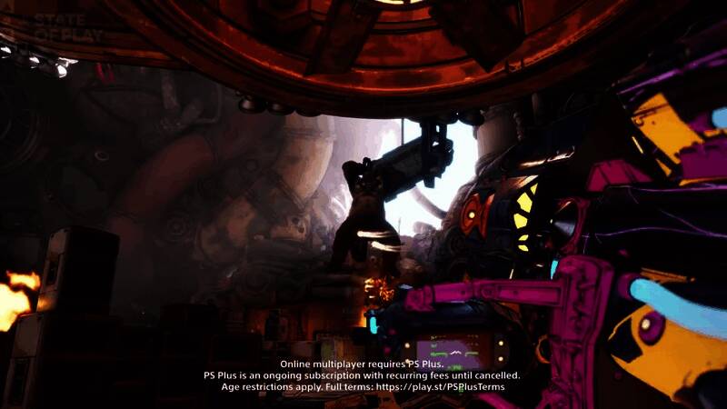 《无主之地4》游戏场景截图，雪地战场硝烟弥漫