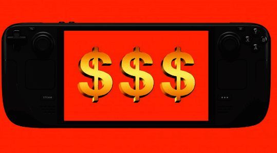 Steam Deck掌机正面展示，设备整体外观精致便携