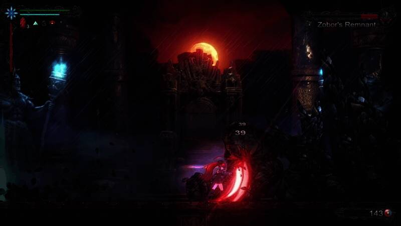 巨型BOSS战场景，Ayana与漂浮在空中的魔法生物激烈对抗