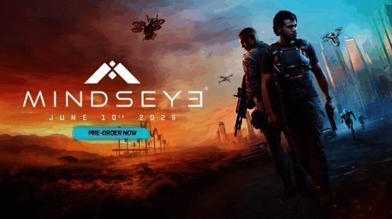 游戏中虚构的近未来都市红石城全景，高楼林立，光影交错