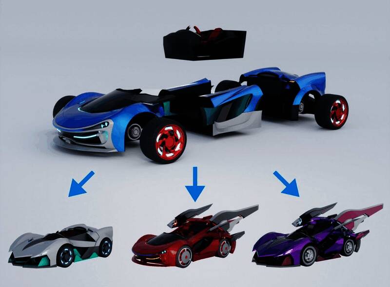 游戏界面展示赛车改装菜单