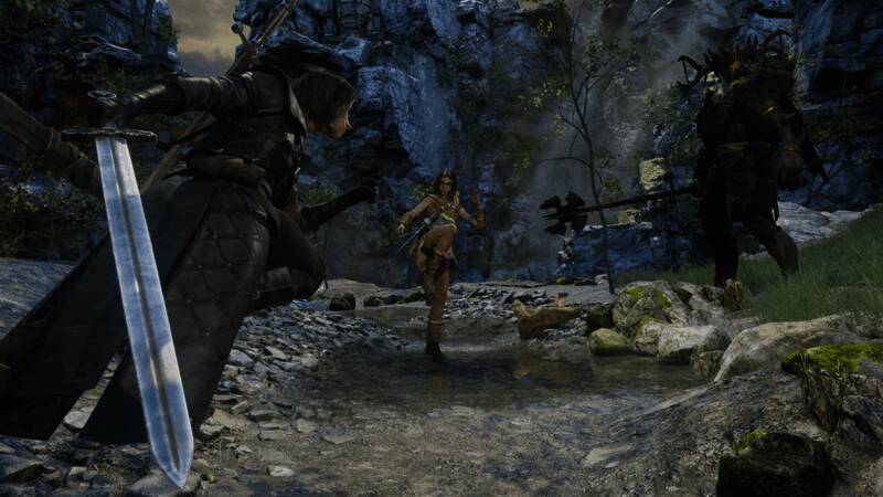 游戏战斗场景截图，角色手持长剑与巨龙对峙，背景为灰暗风格的废墟世界