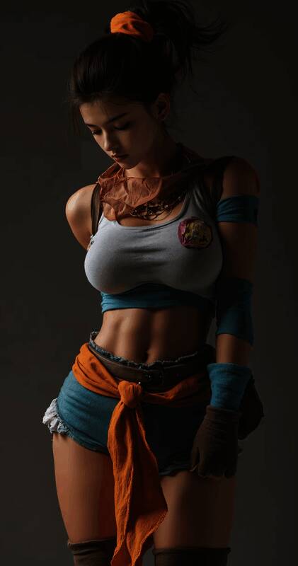 Coser摆出战斗姿态，背景虚化增强动感表现