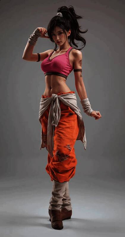 Coser手持道具武器，背景为训练场设定，氛围感十足