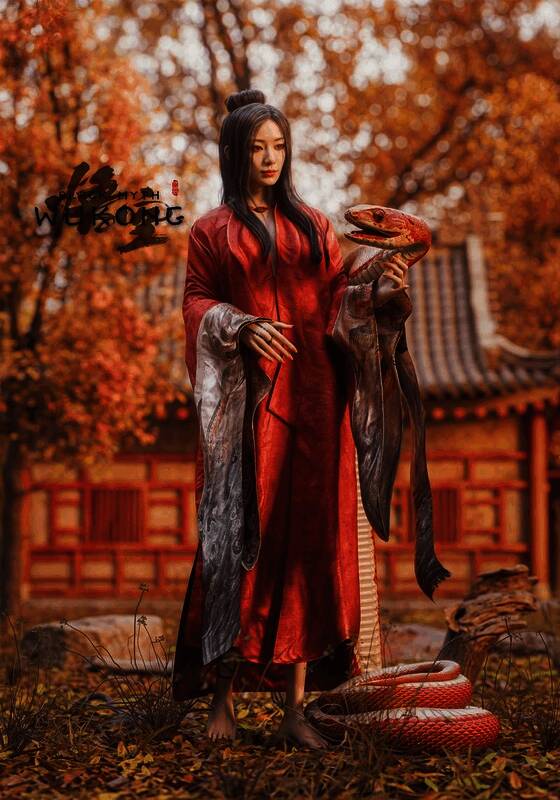 蜘蛛二姐半身特写，面部表情细腻传神