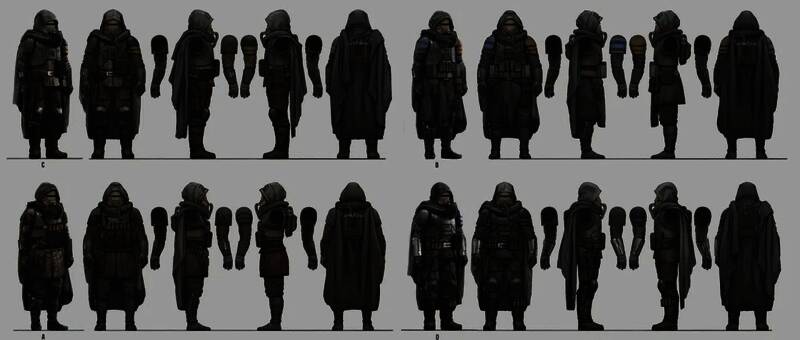 神秘反派角色设定，身披黑色斗篷，面容隐藏在阴影中