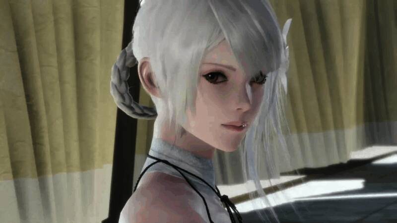 凯妮手办灰模展示，呈现战斗姿态，双剑支撑身体前倾