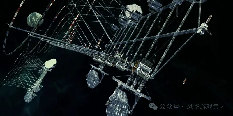 《代号Space》空间站建设场景概念图，体现未来科技与工程细节