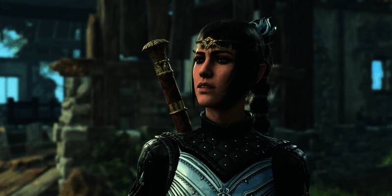 拉瑞安CEO斯温·文克接受采访现场照片，背景为《博德之门3》宣传画面