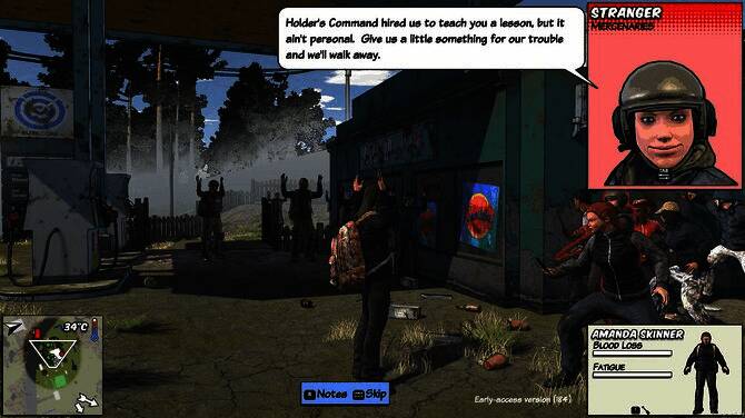 玩家与丧尸展开近身搏斗的激烈画面，主角使用自制武器奋力反击