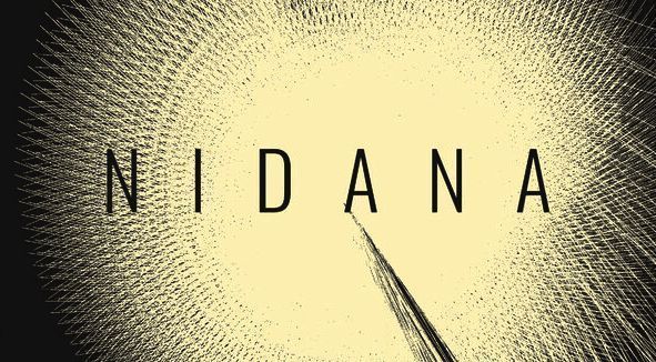 《NIDANA》游戏封面展示了一位女性角色漂浮于梦幻般的星空之中，周围环绕着漂浮的碎片和光影特效