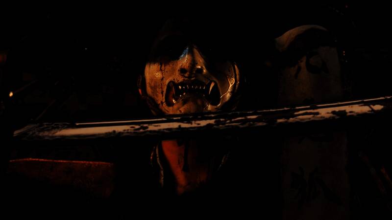 《羊蹄山之魂》主视觉图，女性主角阿津手持武士刀，在风雪中凝视远方