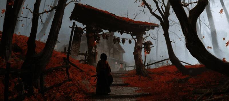 游戏内场景展示，主角阿津身披斗篷，在雪山之间穿行