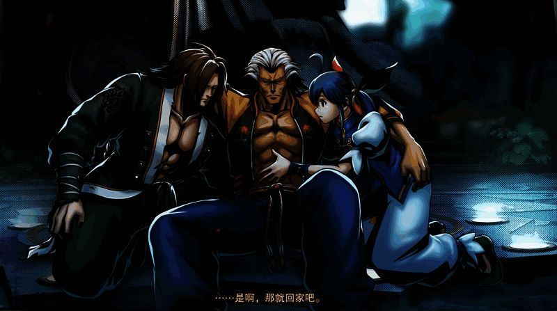 双叶萤一家三口回到家乡，背景是温馨的乡村小屋