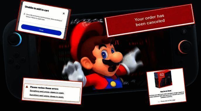 任天堂Switch 2主机外观展示，正面LOGO清晰可见，背景为科技风格