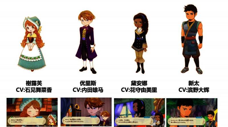 角色形象展示图，多位潜在伴侣角色并列呈现