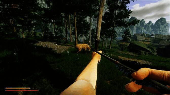 战斗场景展示，玩家手持战斧与敌人激烈对抗