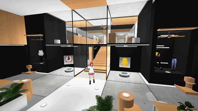 多人在线互动场景，多位玩家角色在虚拟世界中交流与互动