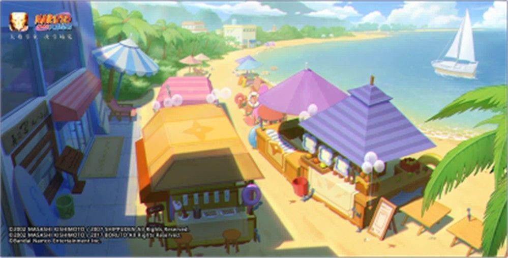 夏日女忍互动界面，展示问答与相册解锁内容