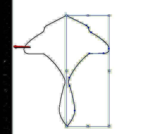 对称工具应用后的完整蘑菇形状，左右对称效果明显