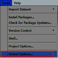 Global Options设置窗口界面，左侧为功能分类栏，右侧为具体设置项