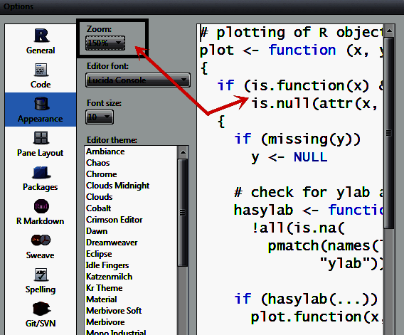 Zoom调节滑块与字体设置区域特写，清晰标注各控件功能